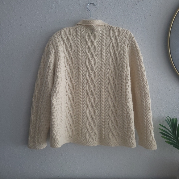 Paul James England Wool Handmade Chunky Button Down Collared Fisherman Sweater - Picture 8 of 15